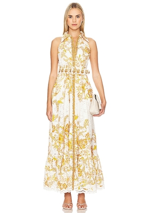 HEMANT AND NANDITA Belted Maxi Dress in Ivory. Size L, M, XL, XS.