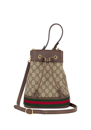 FWRD Renew Gucci GG Supreme Ophidia 2 Way Handbag in Brown.