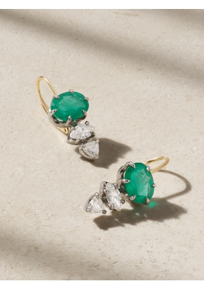SORELLINA - Rhodium-plated 18-karat Gold, Emerald And Diamond Earrings - One size