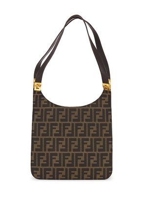 FWRD Renew Fendi Zucca Canvas Shoulder Bag in Brown.
