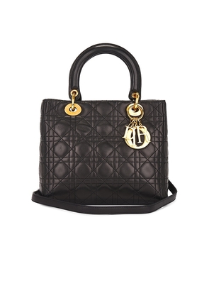 FWRD Renew Dior Lady Lambskin Handbag in Black.
