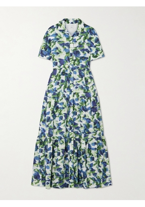 Erdem - Tiered Printed Cotton Midi Dress - Blue - UK 4,UK 6,UK 8,UK 10,UK 12,UK 14,UK 16