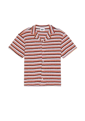 KROST Calico Shell Knit Bowling Shirt in Red. Size M, S, XL/1X.