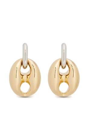 Paco Rabanne Silver And Gold Xtra Eight Dang Earrings With Pressure Closure In Brass And Aluminum Woman