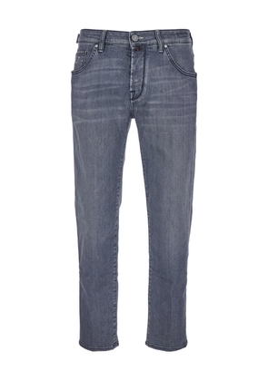Jacob Cohen Scott Grey Skinny Jeans With Contrasting Stitching In Cotton Blend Denim Man