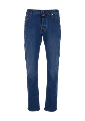 Jacob Cohen Bard Blue Slim Jeans With Logo Patch In Cotton Blend Denim Man