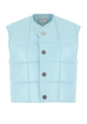 Bottega Veneta Pastel Light-Blue Nappa Leather Padded Vest