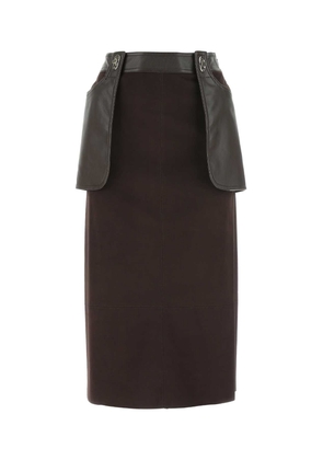 Low Classic Chocolate Synthetic Leather Skirt