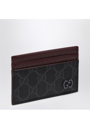 Gucci Gg Supreme Black/burgundy Fabric Card Holder