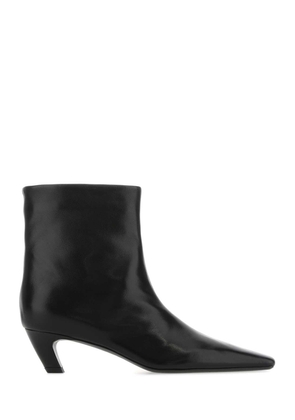Khaite Black Leather Arizona Ankle Boots