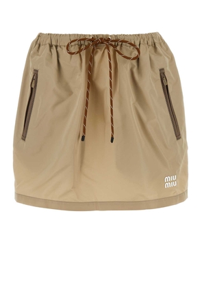 Miu Miu Cappuccino Tech Fabric Mini Skirt