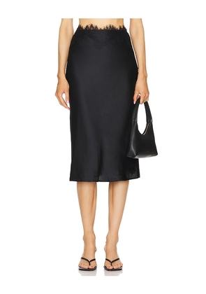 L'AGENCE Loyal Lace Trim Skirt in Black. Size 00, 10, 12, 2, 4, 6, 8.