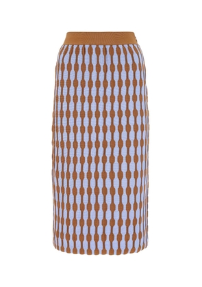 Tory Burch Embroidered Stretch Polyester Blend Midi Skirt