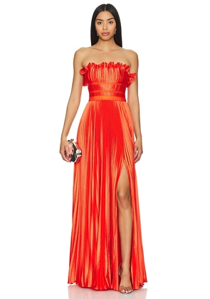 AMUR Losey Ruffle Neck Gown in Red. Size 0, 2, 6, 8.