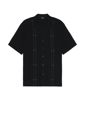 THRILLS Arch Bowling Shirt in Black. Size M, S, XL/1X.