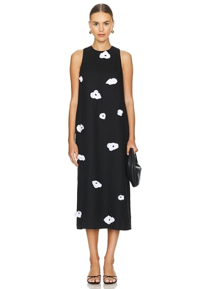 Sleeper Bloom Maxi Linen Dress in Black. Size S, XL, XS.