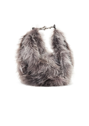 1XBLUE Faux Fur Bag in Grey.