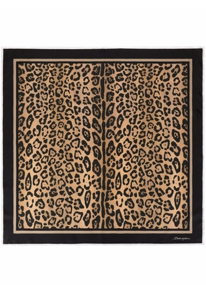 Dolce & Gabbana leopard-print silk scarf - Brown