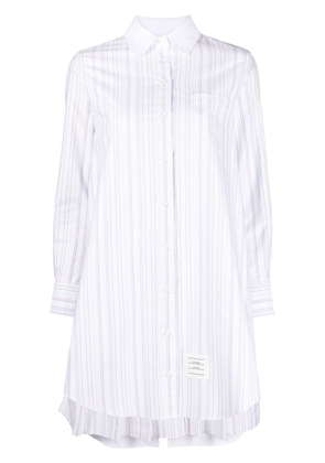 Thom Browne striped pleat-detail shirtdress - White