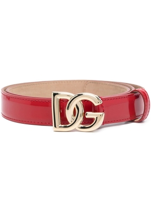 Dolce & Gabbana logo-plaque patent belt - Red