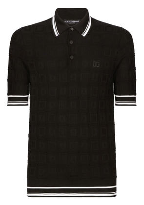 Dolce & Gabbana logo-embroidered polo shirt - Black