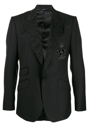 Dolce & Gabbana logo-patch tuxedo blazer - Black