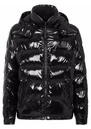Philipp Plein high-shine padded jacket - Black