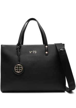 V°73 logo-lettering grained tote bag - Black