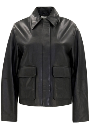 Vince long-sleeve leather jacket - Black