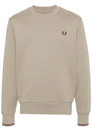 Fred Perry logo-embroidered cotton sweatshirt - Neutrals