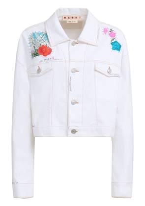 Marni appliqué-detail logo-embroidered jacket - White