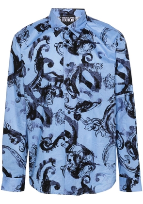 Versace Jeans Couture Watercolour Couture-print cotton shirt - Blue