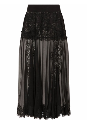 Dolce & Gabbana chantilly-lace chiffon midi skirt - Black