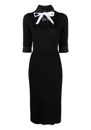 Thom Browne ribbon-bow layered knit dress - Black