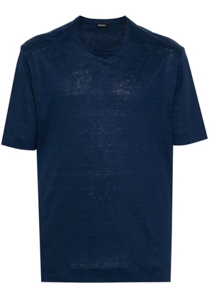 Zegna tonal stitching linen T-shirt - Blue