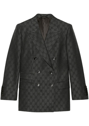 Gucci monogram-pattern double-breasted blazer - Black