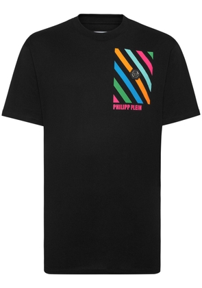 Philipp Plein Rainbow Stripes logo-appliqué T-shirt - Black