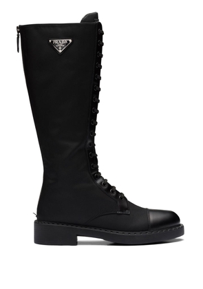 Prada brushed leather lace-up boots - Black