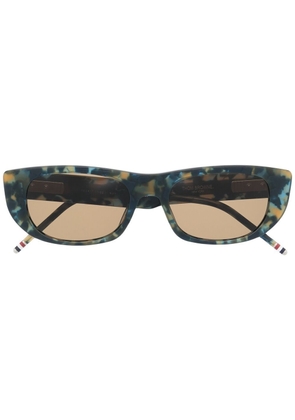 Thom Browne Eyewear tortoiseshell-effect rectangular-frame sunglasses - Blue