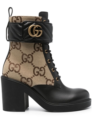 Gucci GG-monogram panelled ankle boots - Black