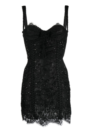 Alessandra Rich lace-detail sweetheart-neck minidress - Black