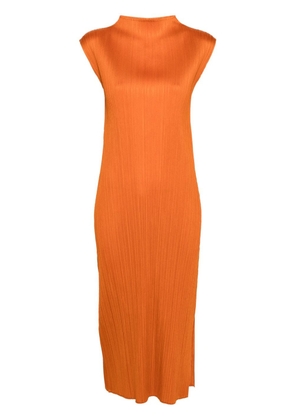 Pleats Please Issey Miyake sleeveless pleated dress - Orange