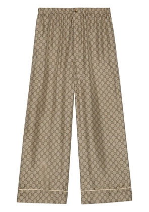 Gucci GG Supreme silk pallazzo trousers - Brown