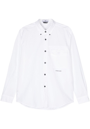 Stone Island logo-print cotton linen shirt - White