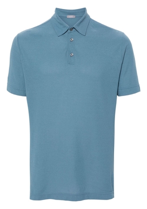 Zanone fine-knit cotton polo shirt - Blue