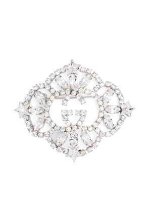 Gucci Interlocking G crystal brooch - Silver