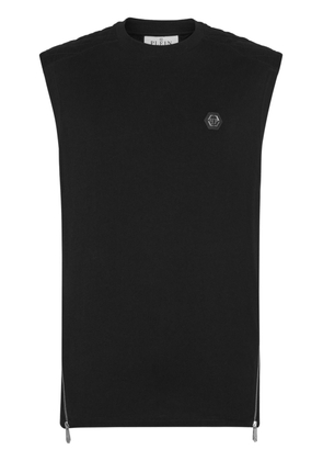 Philipp Plein logo-appliqué cotton tank top - Black