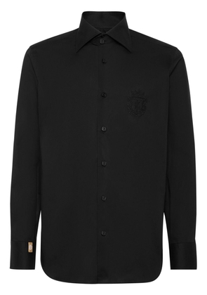 Billionaire logo-embroidered stretch-cotton shirt - Black