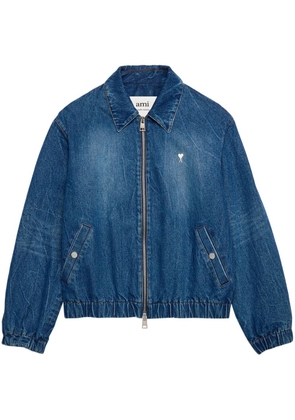 AMI Paris zip-up denim bomber jacket - Blue