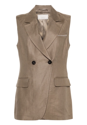 Peserico bead-detail linen waistcoat - Brown